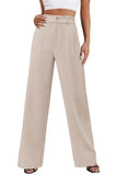 1 x RAW Customer Returns CZIMOO Suit trousers women s high waist summer trousers long straight cut plain pull-on trousers with pockets leisure trousers women wide trousers beige M - RRP €40.33