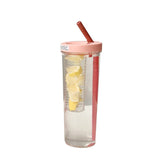 1 x Brand New Urhause Smoothie Cup with Straw, 700ml Cup with Lid, Leak Proof Reusable Plastic Cups BPA Free, Travel Mug, Iced Coffee Cup, Cold Drink, Smoothie Juice, Pink - RRP €14.71