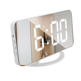 1 x RAW Customer Returns INF digital alarm clock with mirror glass white, table clock in modern design with LED digits - RRP €21.99