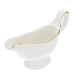 1 x Brand New Cabilock Gravy Boat With Ergonomic Handle Coffee Milk Jug Easy To Pour Ceramic White Gravy Boat With Gold Rim Serving Jug Milk Jug For Kitchen - RRP €25.99