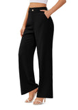 1 x RAW Customer Returns CZIMOO Women s Wide Leg High Waist Straight Capris Long Work Pants with Pockets,A-black.,XL - RRP €24.0