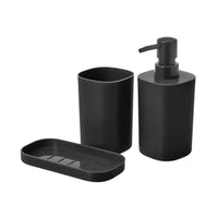 1 x RAW Customer Returns EURASIA STORE - Dispenser, Soap Dish and Toothbrush Holder Set, Set of 3 Bathroom Accessories, PP Decoration, Modern and Practical Design Black  - RRP €11.95