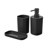 2 x RAW Customer Returns TIENDA EURASIA - Dispenser Set, Soap Dish and Toothbrush Holder, Bathroom Set, 3-Piece Bathroom Accessories, Bathroom Decoration Made of Polypropylene, Modern and Practical Design Black  - RRP €24.1