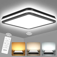 1 x RAW Customer Returns LED ceiling light with motion detector, 24W 2400LM sensor ceiling lamp dimmable with remote control, memory function, IP54 sensor lamp for garage, stairs, basement, hallway, balcony, hallway, bathroom 26 26CM - RRP €50.41