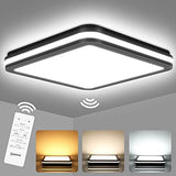 1 x RAW Customer Returns LED ceiling light with motion detector, 24W 2400LM sensor ceiling lamp dimmable with remote control, memory function, IP54 sensor lamp for garage, stairs, basement, hallway, balcony, hallway, bathroom 26 26CM - RRP €50.41