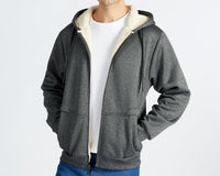 1 x RAW Customer Returns SPEEDRUN Sweat Jacket Men s Fleece Jacket with Fur Men s Hoodies Hooded Sweatshirt Lined with Hood Zipper Pockets Winter Thick Warm Casual Outdoor 022-Gray L  - RRP €29.99