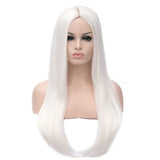 1 x RAW Customer Returns PORSMEER Women s White Long Straight Wigs for Women Girls Straight Middle Parting Wig Heat Resistant Synthetic Hair Wig for Daily Party Costume 24 Inches - RRP €22.64