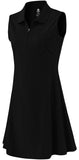 1 x RAW Customer Returns MoFiz Sports Dresses Women Tennis Golf Dresses Sleeveless Summer Casual Dresses Cotton Polo Dress with Zipper Black XS - RRP €30.24