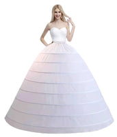 1 x RAW Customer Returns Hoseirty Women s 8 Hoops Super Puffy Petticoat Half Slip Skirt Floor Length Underskirt for Wedding Ball Quinceanera Dress, White, One Size - RRP €35.94