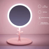 1 x RAW Customer Returns GVEFIVME cosmetic mirror with LED light, illuminated make-up mirror for make-up, shaving and wearing contact lenses, 3 light colors and dimmable brightness pink  - RRP €12.08