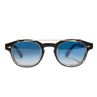 1 x RAW Customer Returns OS SUNGLASSES Polarized Clip On Sunglasses Interchangeable Lenses Ultra Light Polycarbonate Frame Men Women Moscot Retro Pirate Captain Johnny Depp Berlin Black, BLUE  - RRP €26.68