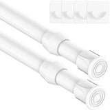 1 x RAW Customer Returns 2 pieces telescopic rod for clamping, clamp rod for curtains, tension rod without drilling, extendable curtain rod for closet kitchen cupboard - white, 30-50CM diameter 13mm  - RRP €13.75