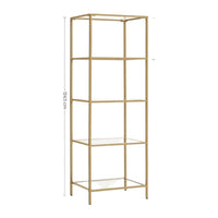 1 x RAW Customer Returns VASAGLE Shelf, 5 Tier Step Shelf, Narrow Glass Shelf for Bedroom, Bathroom, Home Office, Tempered Glass, Steel Frame, Gold Color LGT029A01 - RRP €51.23