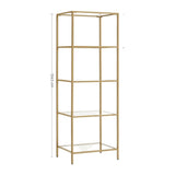 1 x RAW Customer Returns VASAGLE Shelf, 5 Tier Step Shelf, Narrow Glass Shelf for Bedroom, Bathroom, Home Office, Tempered Glass, Steel Frame, Gold Color LGT029A01 - RRP €51.23