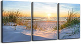 1 x RAW Customer Returns hyidecorart Pictures Sunset Beach Canvas Picture, Modern Sea Landscape Art Print Decoration, Nature 3 Pieces Wall Pictures Living Room Bedroom Kitchen Dining Room Apartment and Bathroom - RRP €35.09