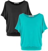 1 x RAW Customer Returns Van Der Rich - 2 pieces T-shirt tops short sleeve blouse - women NAqua, L  - RRP €30.02