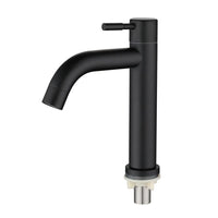 1 x RAW Customer Returns CENPEK Bathroom Sink Faucet, Stainless Steel Single Cold Basin Faucet, Stylish Retro Design, Matte Black Matte Black for Bathroom, Toilet S  - RRP €15.13