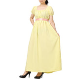 1 x RAW Customer Returns COSDREAMER Women s Medieval Victorian High Waist Dress Retro Regency Dress with Ruffles and Puff Sleeves Yellow XXL - RRP €30.06