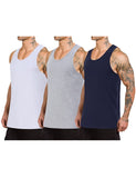 1 x RAW Customer Returns ThinkSTEM Men s 3 Pack Quick Dry Tank Tops Workout Fitness Bodybuilding Sleeveless Tank Tops, B-Navy Blue Grey White, M - RRP €24.0