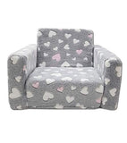 1 x RAW Customer Returns Odolplusz children s armchair, mini armchair, children s chair, relaxation armchair, cuddly armchair hearts grey white pink  - RRP €57.78