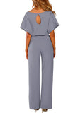 1 x Brand New HAPPY SAILED Women s Long Sleeve O-Neck Elegant Long Jumpsuit Overall Trouser Suit Playsuit Romper Gray, M - RRP €49.99