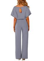 1 x RAW Customer Returns HAPPY SAILED Women s Long Sleeve O-Neck Elegant Long Jumpsuit Overall Trouser Suit Playsuit Romper Gray, XL - RRP €50.41