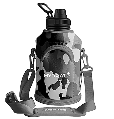 4 x RAW Customer Returns HYDRATE Black Camo Carrier Sleeve Accessory for Stainless Steel XL Jug 2.2 Liter - with carrying strap and cell phone pocket - Protective and insulating neoprene cover for your water bottle - RRP €52.2