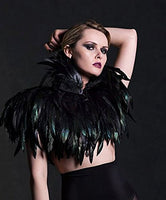 1 x RAW Customer Returns keland Gothic feather cape scarf bolero collar feather cape feather collar feather jacket shoulder scarf shoulder cape with choker collar Halloween costume black  - RRP €35.99