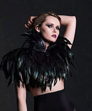 1 x RAW Customer Returns keland Gothic Feather Cape Shawl Stole Poncho with Crew Neck Halloween Costume Cosplay Maleficent Costume Black  - RRP €35.99