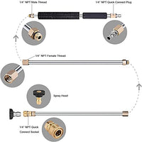 1 x RAW Customer Returns 1 set of 8 pieces extension rod 3 types high pressure cleaner with 1 4 inch quick connectors gutter cleaning tool telescopic replacement window cleaner with 6 nozzle tips - RRP €74.33