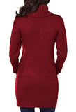 1 x RAW Customer Returns Viottiset Women s Knitted Sweater Dress Long Sleeve Mini Dresses Winter Autumn Elegant Sexy Wrap Ruby Turtleneck Pockets M - RRP €43.27