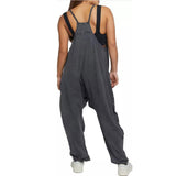 1 x RAW Customer Returns BRONG Dungarees Women Work Trousers Loose Baggy Sleeveless Overalls Women Adjustable Bib Pants Ladies Jumpsuit Long Playsuit Pants with Large Pocket Romper Black L - RRP €20.14