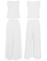 1 x RAW Customer Returns FANCYINN Women 2 Piece Outfits Basic Long Tank Top Shirt High Waist Long Pants Tracksuits White XL - RRP €30.24