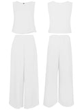 1 x RAW Customer Returns FANCYINN Women 2 Piece Outfits Basic Long Tank Top Shirt High Waist Long Pants Tracksuits White XL - RRP €30.24