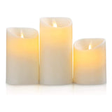 1 x RAW Customer Returns SALCAR set of 3 LED candles, flameless LED candles light warm with battery, LED candle light flickering, 15 cm, 12.5 cm, 10 cm height, decorative LED candles for dinner, birthday, party - RRP €17.14