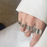 1 x Brand New Jovono Vintage Finger Rings Silver Chain Rings Set for Women and Girls - RRP €18.0