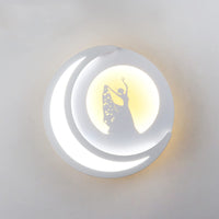 1 x RAW Customer Returns ZTWLEED LED wall light indoor, 14W wall lamp round, wall lamp white cold white 6000K warm white 3000K, moon dancing girl pattern wall light design for children s room hallway 220V RA 80 1700 lumens 22CM - RRP €32.99