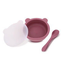 1 x RAW Customer Returns Baby Bowl with Suction Cup Silicone Plate with Spoon and Lid Children s Bowl Food Non-Slip Shatterproof Tableware Set for Girls, BPA-Free, Dishwasher Safe, Microwave Safe, Cherry - RRP €17.16