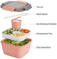 1 x RAW Customer Returns MUJUZE lunch box with compartments, salad box to go, lunch box with cutlery for adults children, sustainable leak-proof lunch box, bento box for school work picnic travel pink  - RRP €14.11