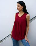 1 x RAW Customer Returns Parabler Women s Summer Chiffon Top Sleeveless Blouse Top Tank Top Elegant Vest Top Shirt Blouse Tops Wine Red XXL - RRP €21.31