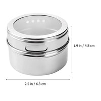 1 x RAW Customer Returns SOLUSTRE 8 Pieces Magnets Spice Jars Stainless Steel Storage Spice Container Clear Top Lid Spice Shaker Organizer with Sticker For Refrigerator Grill Silver - RRP €35.91