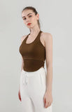 1 x Brand New Veriliss Women s Sports Bra Lingerie Brassiere Long Rope Unpadded Vest Medium Support Brown,M  - RRP €22.8