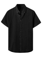 1 x RAW Customer Returns JMIERR Linen Men s Casual Shirt Short Sleeve Shirts Cotton Regular Fit Shirts Black 3XL - RRP €24.0