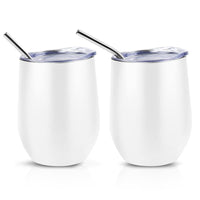 1 x RAW Customer Returns 2 Pack Stainless Steel Wine Tumblers, 12OZ Insulated Wine Tumbler Wine Gift Set, Double-Walled Vacuum Stainless Steel Wine Glass Without Stem Coffee Mug for Wine, Coffee, Champagne, Cocktails, ICE, Hot Drinks - RRP €16.13