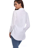 1 x RAW Customer Returns fuinloth Women s Shirt Elegant Long Blouse Basic V-Neck Shirt Blouse OL Work Work Shirts with Buttons Jean Blouse White XL - RRP €28.22