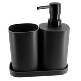 2 x RAW Customer Returns TIENDA EURASIA - Dispenser Set, Soap Dish and Toothbrush Holder, Bathroom Set, 3-Piece Bathroom Accessories, Bathroom Decoration Made of Polypropylene, Modern and Practical Design Black  - RRP €23.9