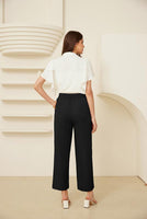 2 x RAW Customer Returns GRACE KARIN Black Pants Women Elegant High Waist Elastic Wide Leg Formal Casual Trousers with Zipper L - RRP €86.72