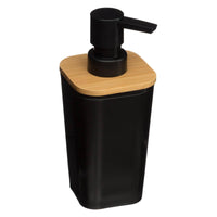 1 x RAW Customer Returns Soap dispenser 200ml natur o black - Soap dispenser, black, polystyrene and bamboo, dimensions 7.6x7.3x17.5 cm - 5 five simply smart - RRP €9.28