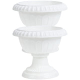 1 x RAW Customer Returns Zerodeko 2 Pieces White Short Urn Planters Plastic Wedding Flower Pots Classic Outdoor Flower Pot Decorative Urn for Plants Flowers Garden Home Decor - RRP €29.59