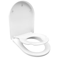 1 x RAW Customer Returns Family Toilet Seat, Slow Closing, 2-in-1 Toilet Seat with Integrated Child Seat, Adjustable Hinges and Quick Release for Easy Cleaning D-Shape  - RRP €40.19